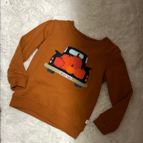 Hello Fall Kids Pumpkin Truck Sweatshirt - Orange - Picture 1 of 4